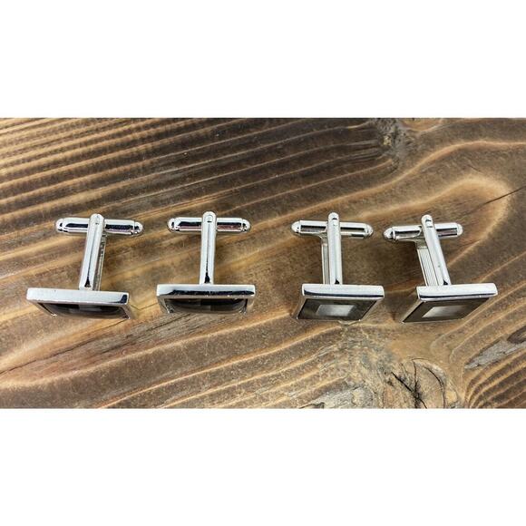 2 - Silver Tone Cuff link Cufflinks Sets Men’s Holiday Gift - Picture 4 of 5